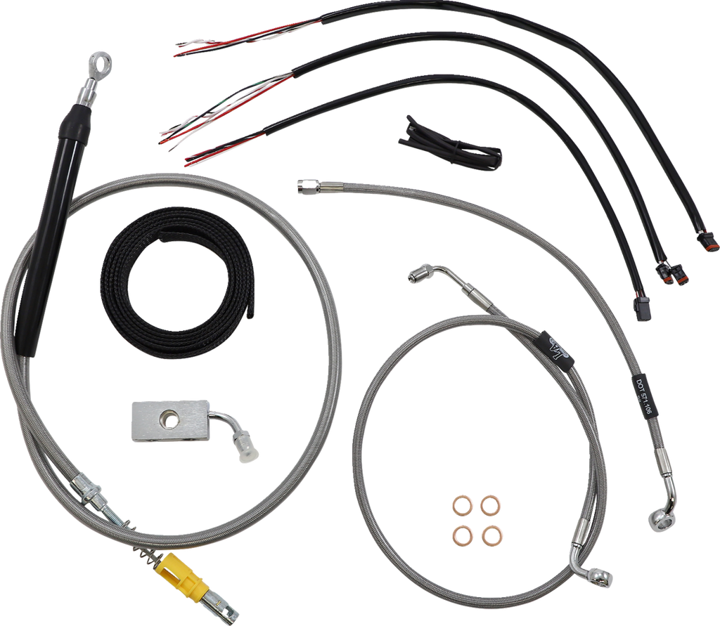 LA Choppers Complete Stainless Braided Handlebar Cable/Brake Line Kit — Cable Kit