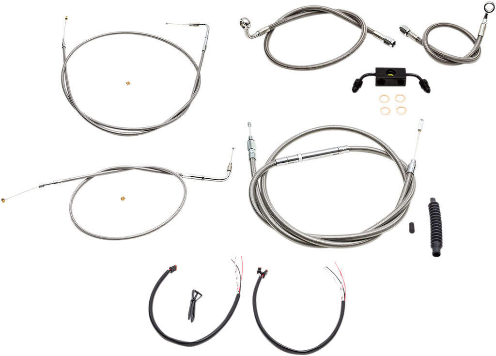 LA Choppers Complete Stainless Braided Handlebar Cable/Brake Line Kit — Cable Kit