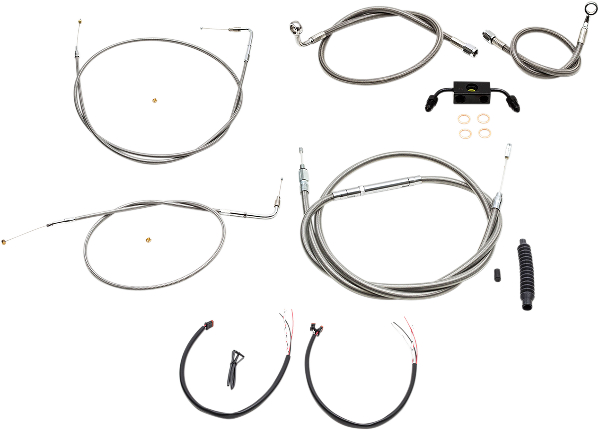 LA Choppers Complete Stainless Braided Handlebar Cable/Brake Line Kit — Cable Kit