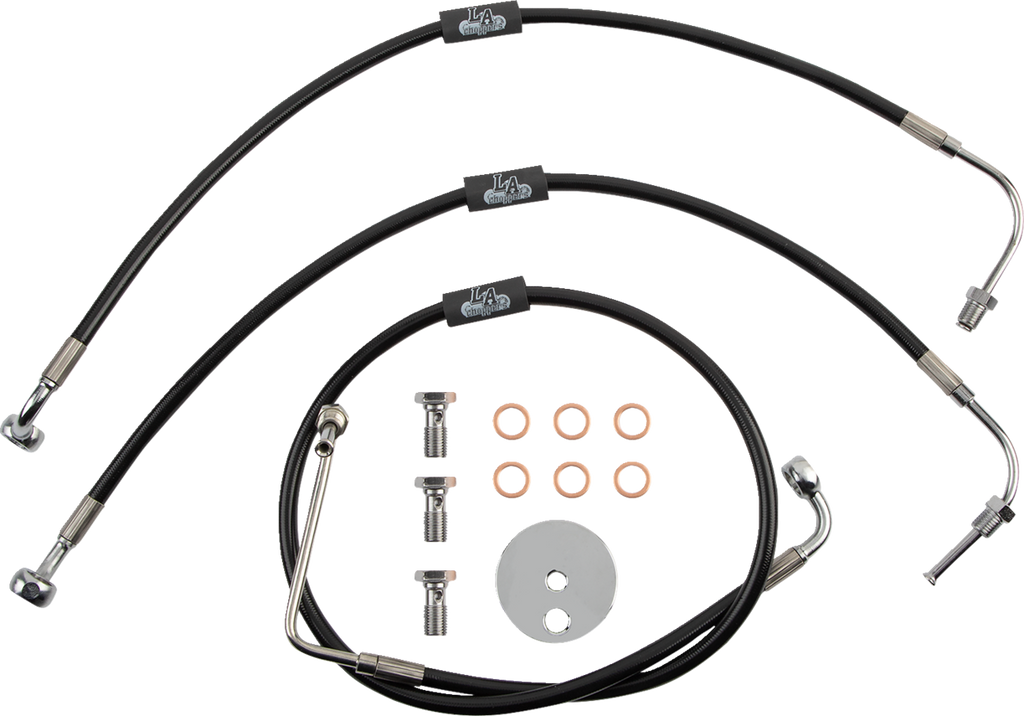 LA Choppers Black Braided Brake Line Kit