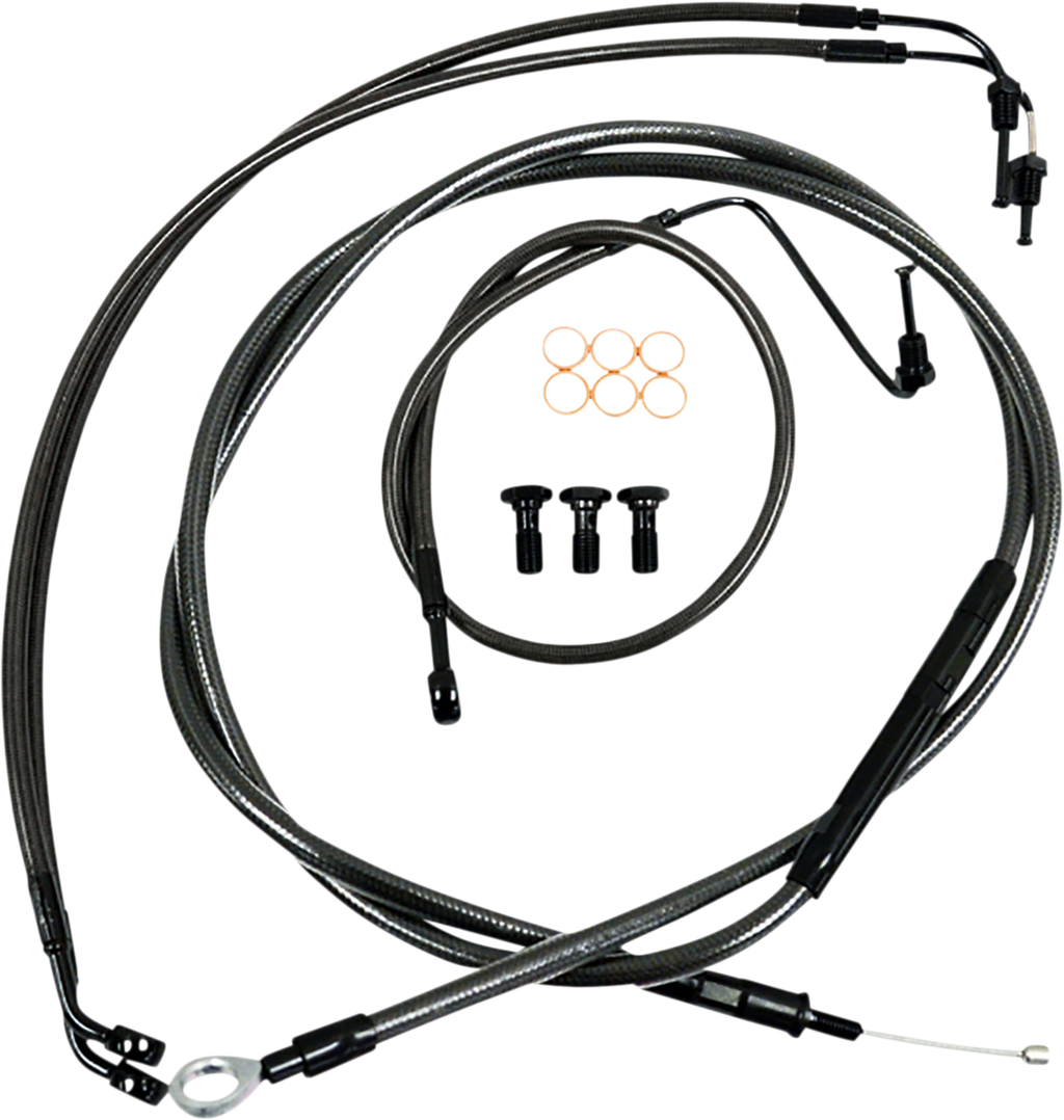 LA Choppers Standard Midnight Braided Handlebar Cable/Brake Line Kit — Ape Hanger