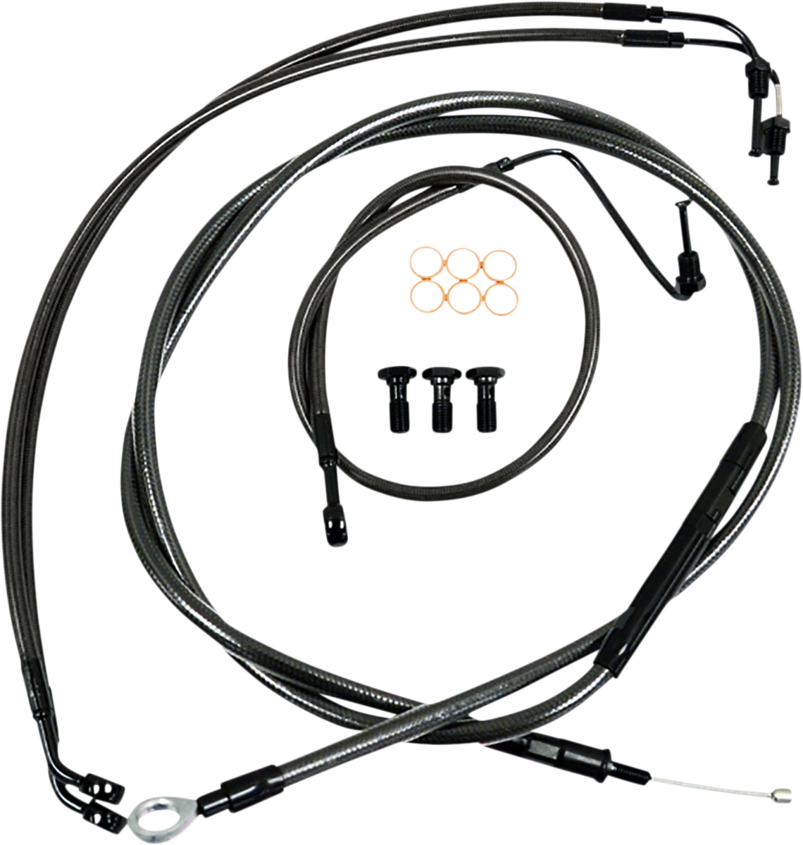 LA Choppers Standard Midnight Braided Handlebar Cable/Brake Line Kit — Ape Hanger