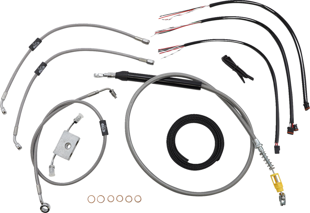 LA Choppers Complete Stainless Braided Handlebar Cable/Brake Line Kit — Cable Kit