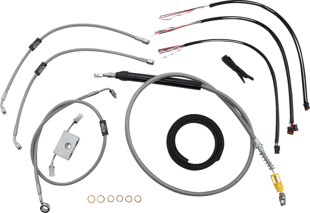 LA Choppers Complete Stainless Braided Handlebar Cable/Brake Line Kit — Cable Kit