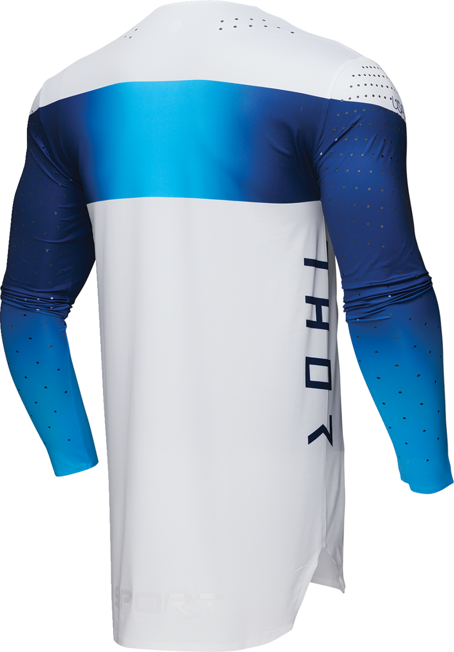 Thor Sportmode Strike Jersey — White/Navy/Blue