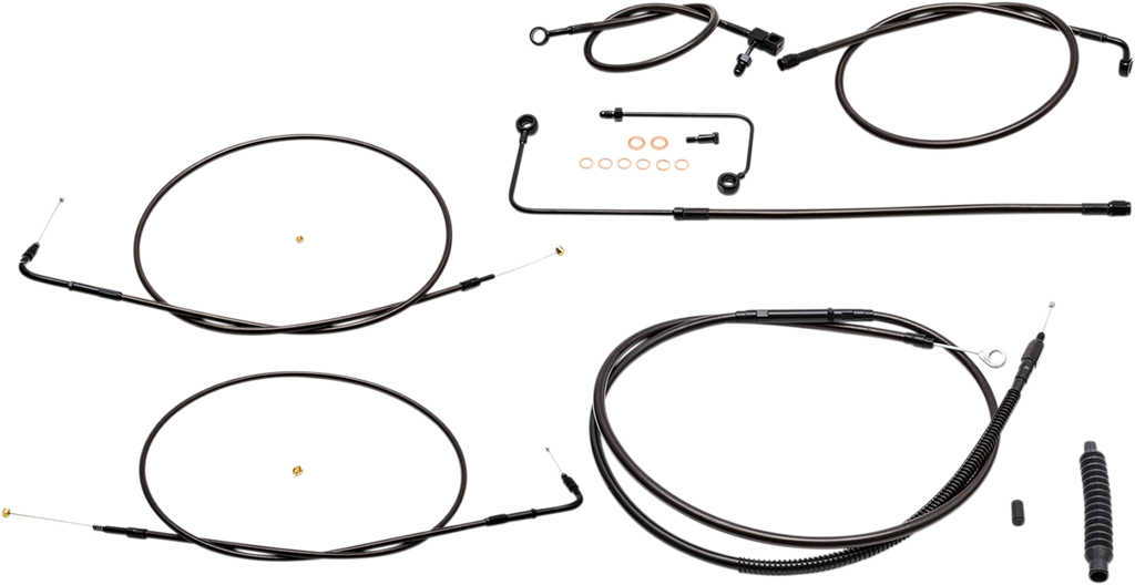 LA Choppers Standard Midnight Braided Handlebar Cable/Brake Line Kit — Ape Hanger