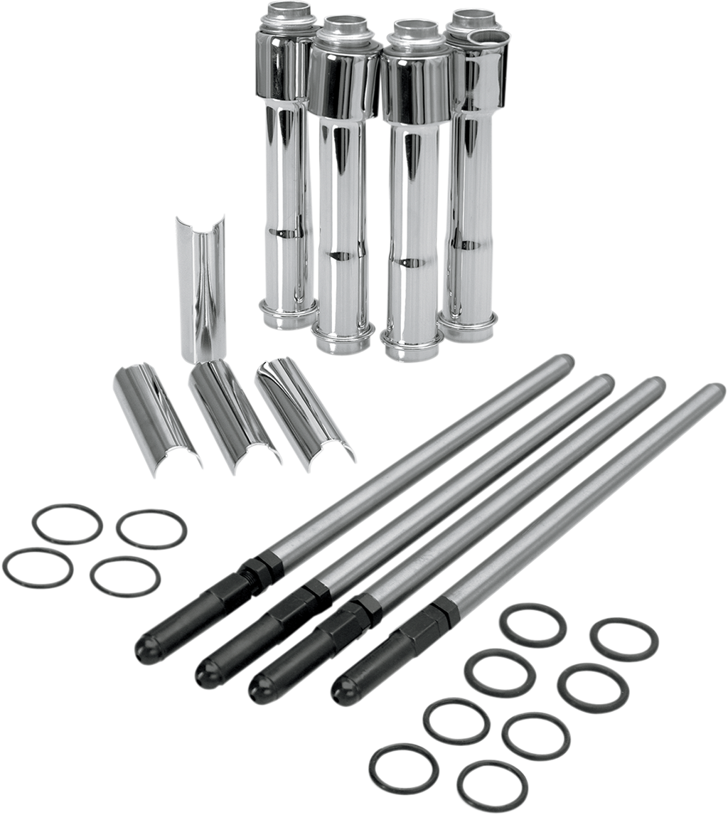 S&S Cycle Adjustable Pushrod Cover Kit with Chrome Covers
