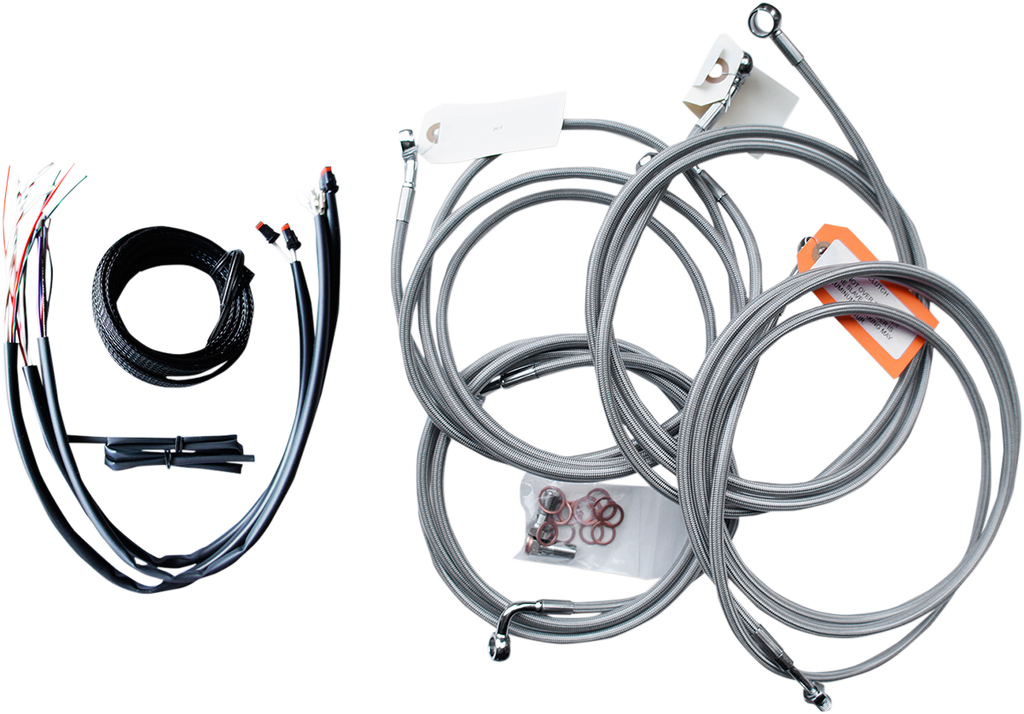 LA Choppers Complete Stainless Braided Handlebar Cable/Brake Line Kit — Cable Kit
