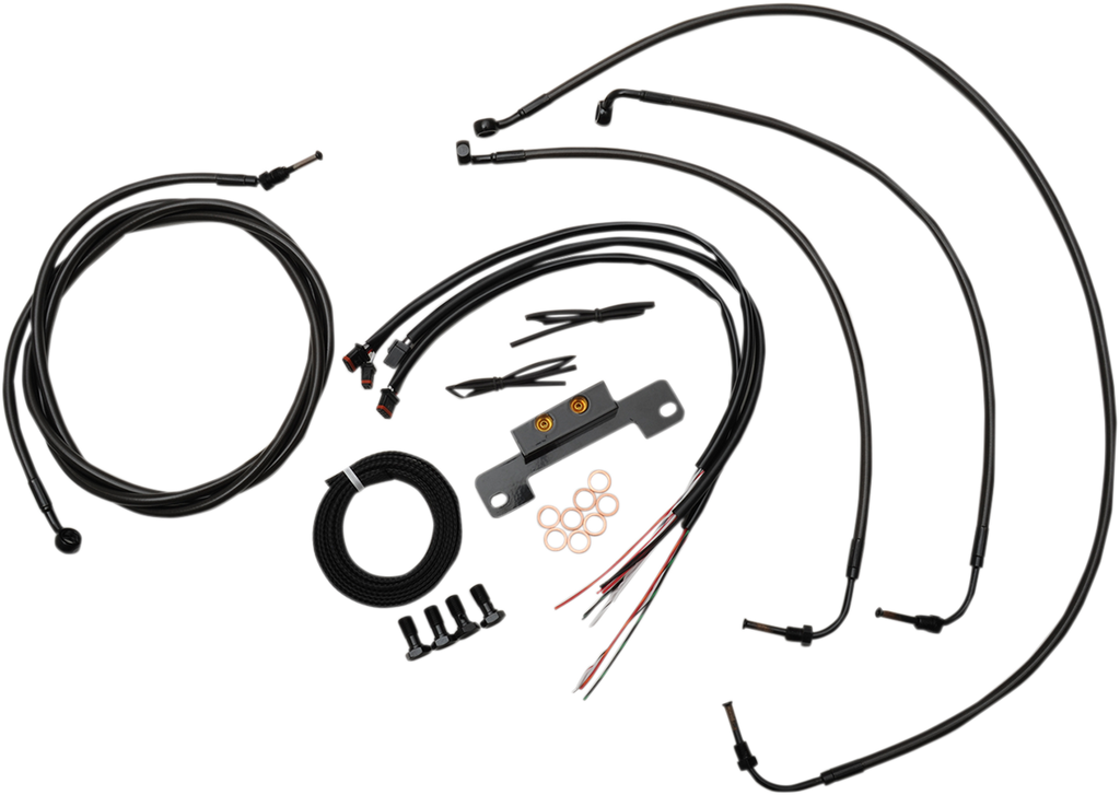 LA Choppers Complete Midnight Braided Handlebar Cable/Brake Line Kit — Mini