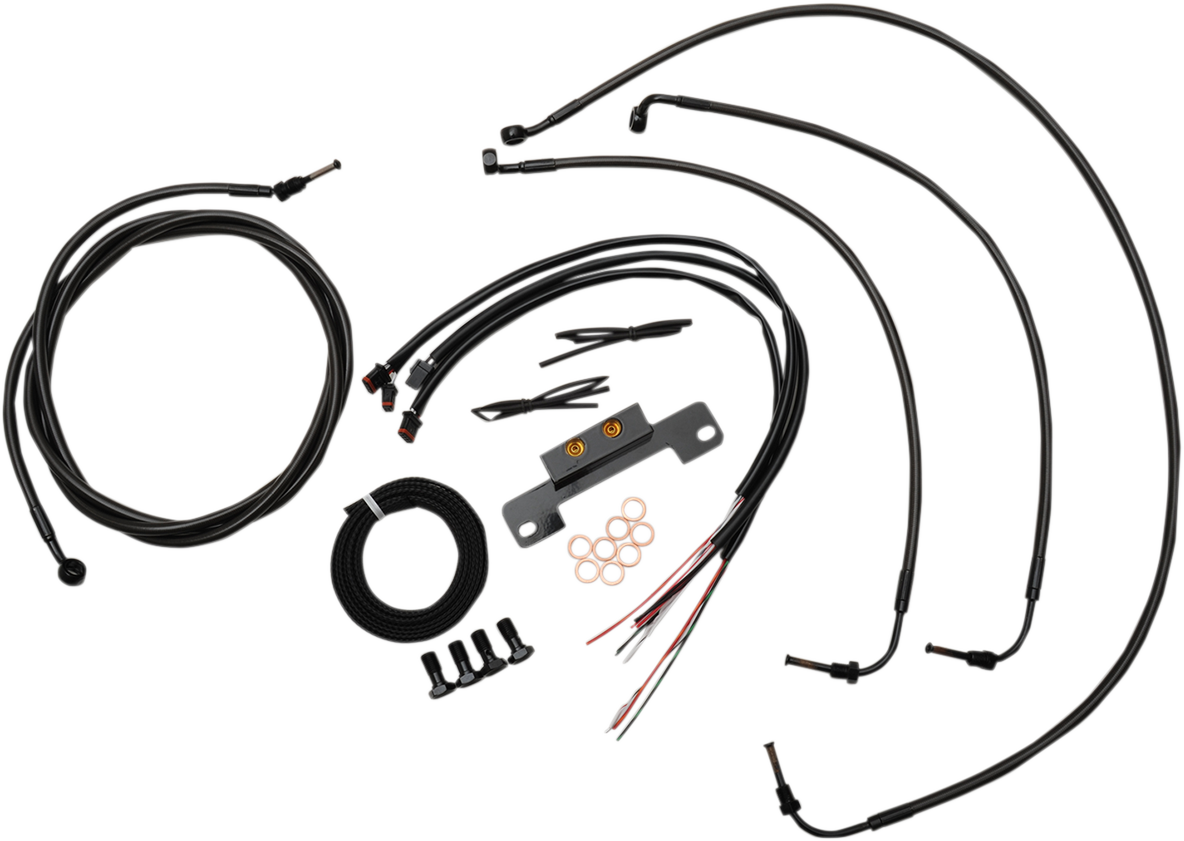 LA Choppers Complete Midnight Braided Handlebar Cable/Brake Line Kit — Mini