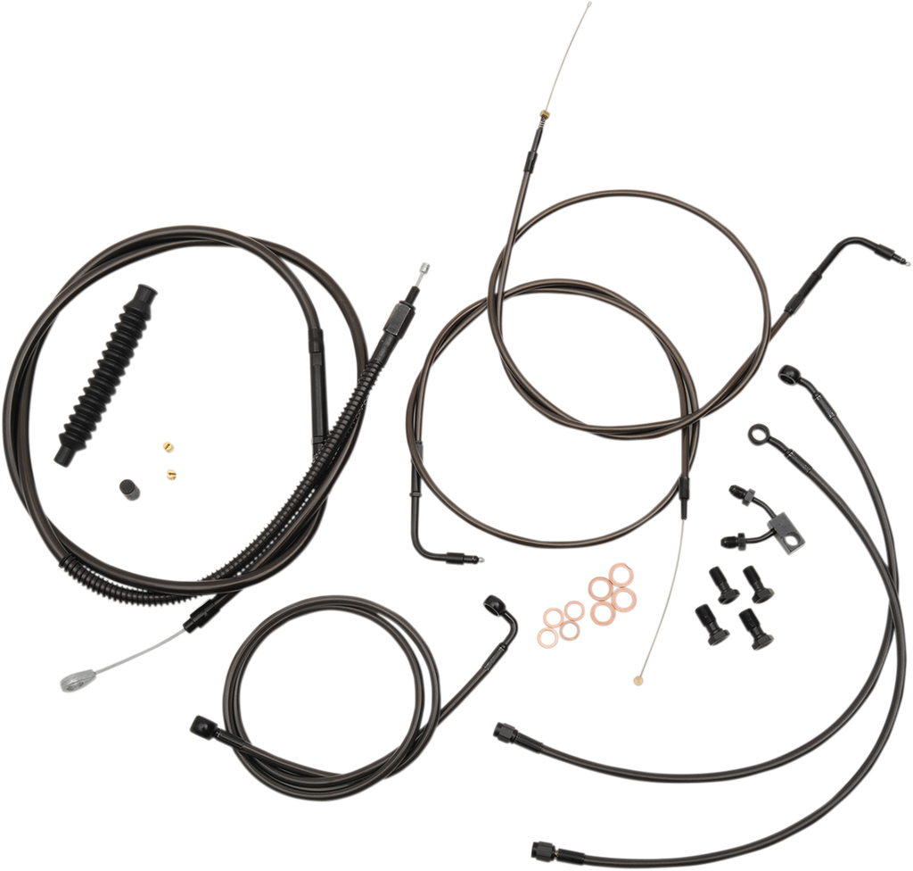 LA Choppers Standard Midnight Braided Handlebar Cable/Brake Line Kit — Ape Hanger