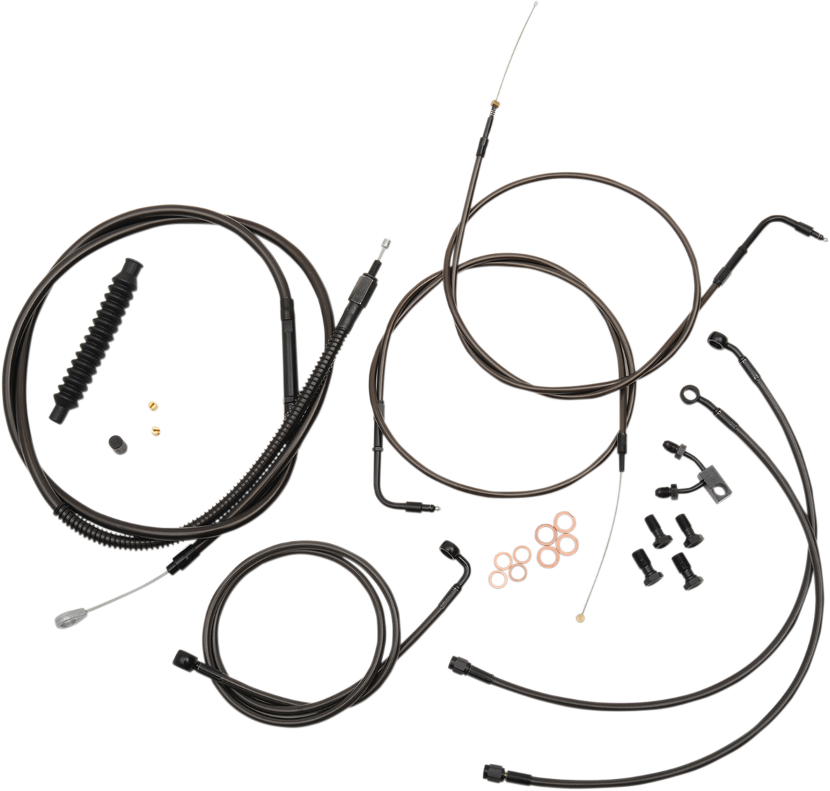 LA Choppers Standard Midnight Braided Handlebar Cable/Brake Line Kit — Ape Hanger