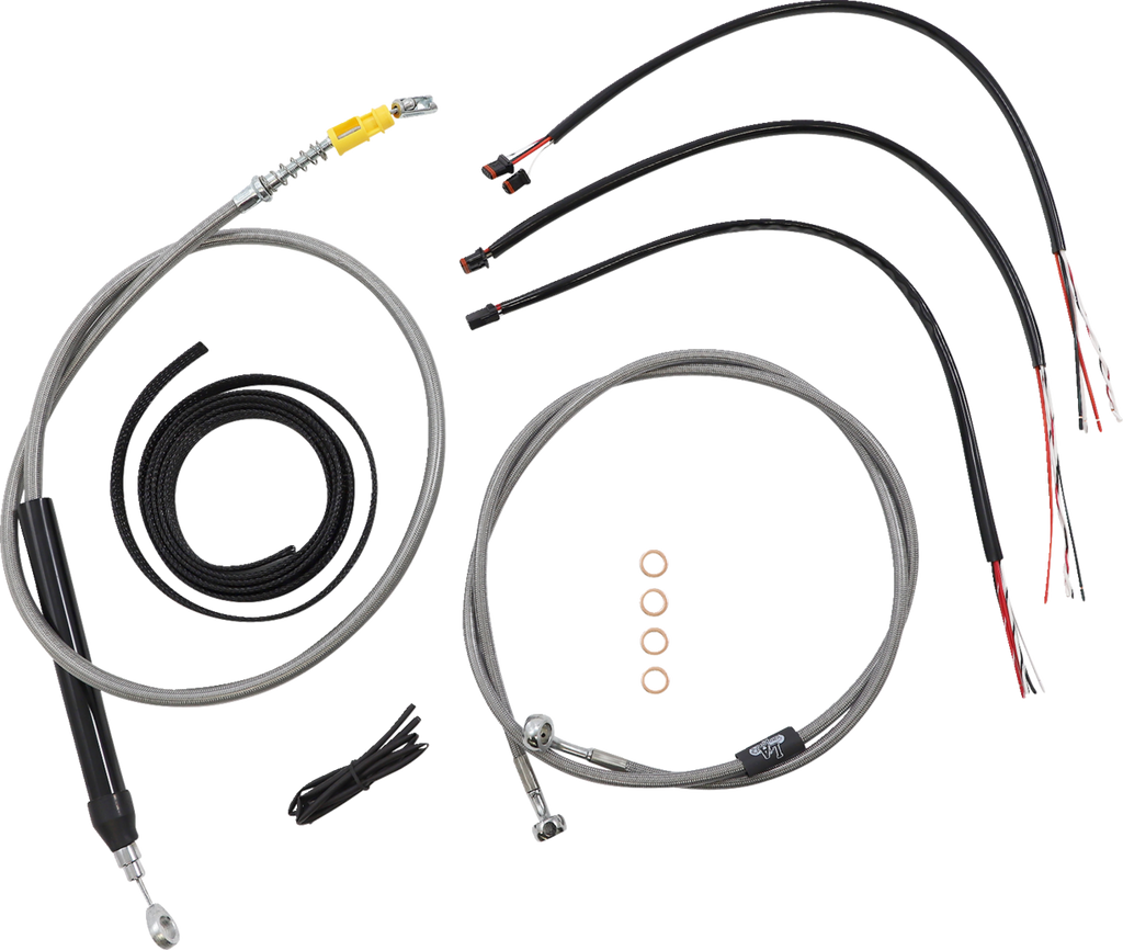 LA Choppers Complete Stainless Braided Handlebar Cable/Brake Line Kit — Cable Kit