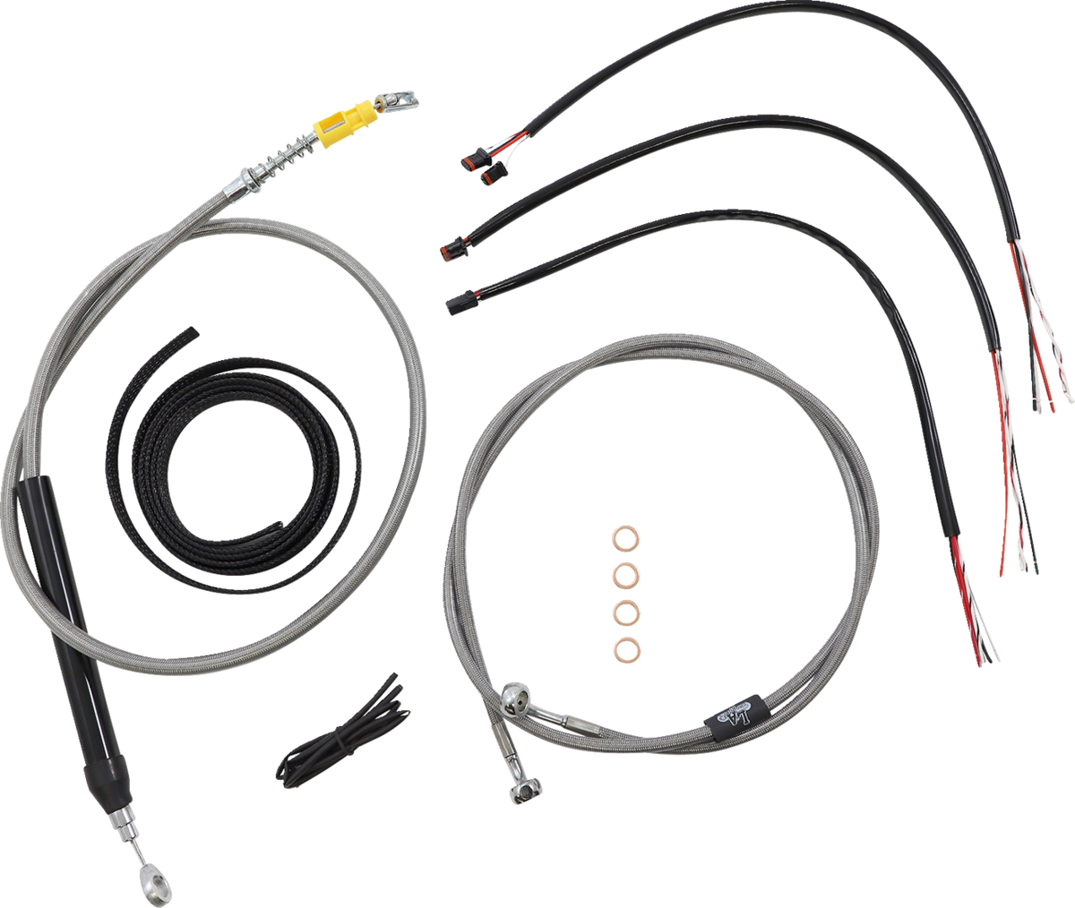 LA Choppers Complete Stainless Braided Handlebar Cable/Brake Line Kit — Cable Kit