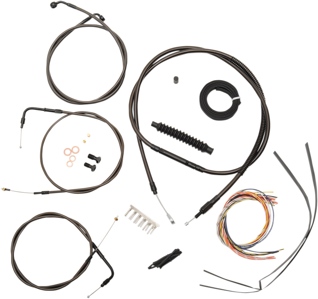 LA Choppers Complete Midnight Braided Handlebar Cable/Brake Line Kit — Standard