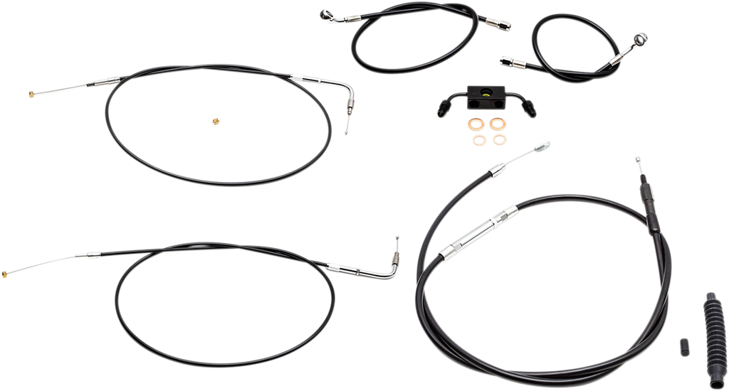 LA Choppers Standard Black Vinyl Handlebar Cable/Brake Line Kit — Ape Hanger
