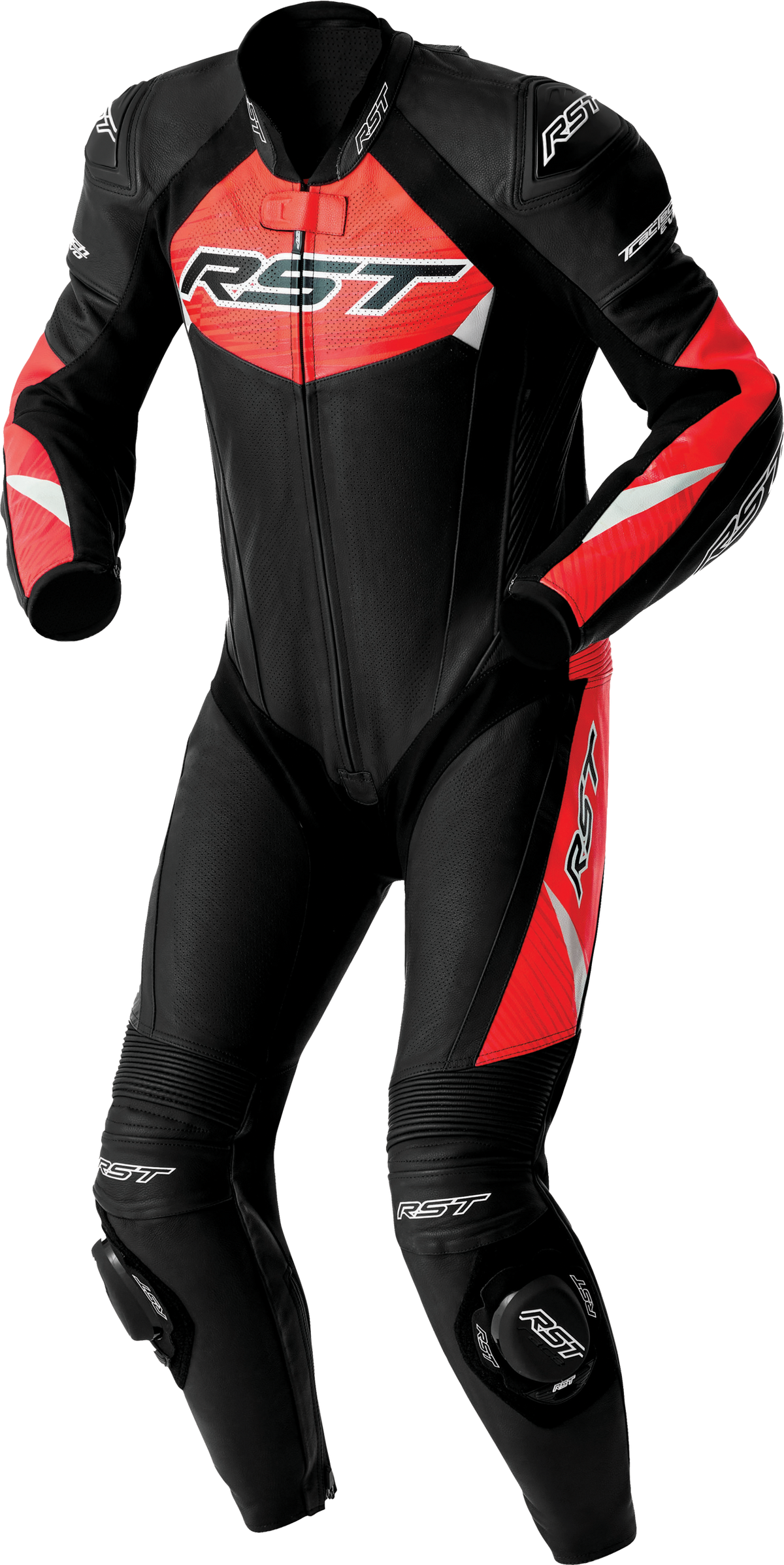 RST Tractech EVO D3O Suit BLK/FLO Red Leather MD 103634F.RED-42