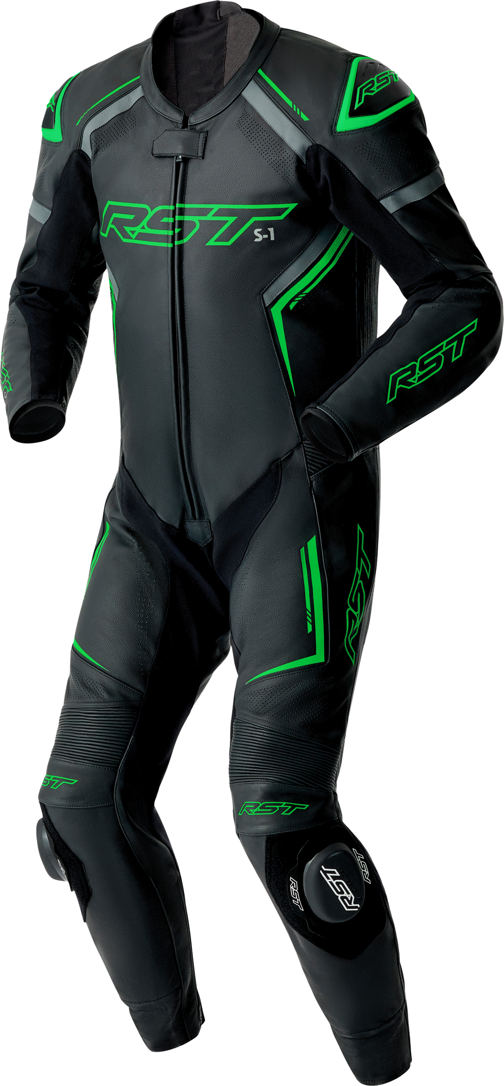 RST S1 D3O Suit BLK/GRY/FLO GRN Leather 2X 103604F.GRN-48