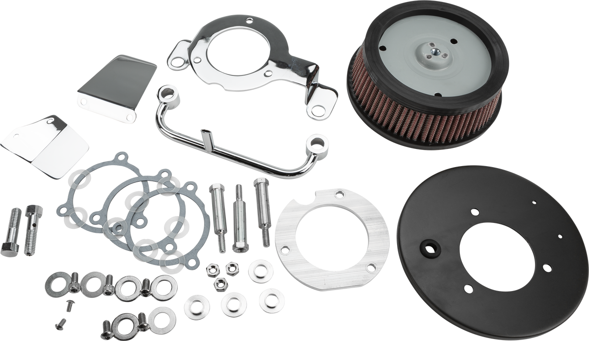 Harddrive M8 Round HI Perform Chrome A/C And Breather Kit 120428 for Harley-Davidson FLDE Softail Deluxe / FLFB Softail Fat Boy & More