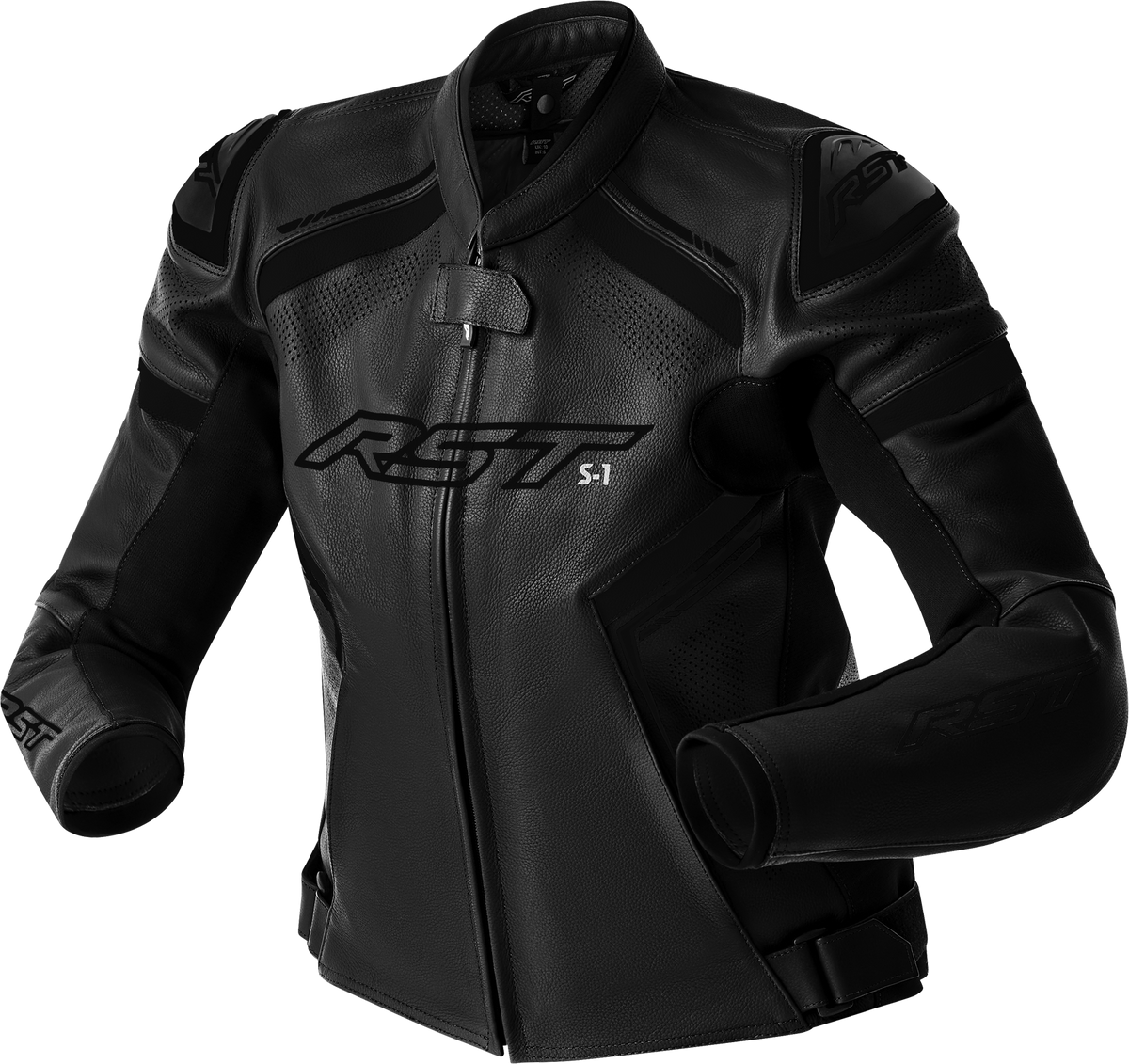 RST Womens S1 D3O Leather Jacket Black/Black LG 103626BLK-14