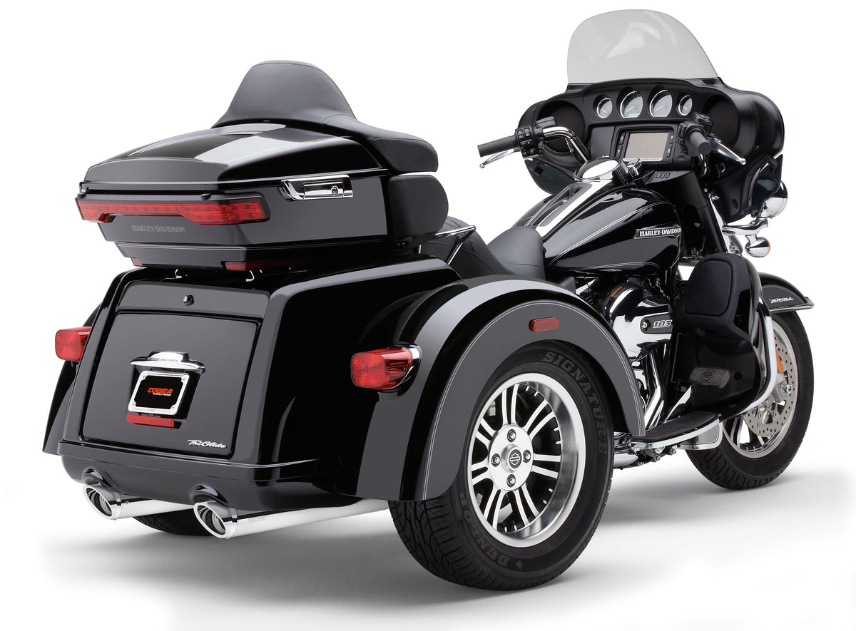 Cobra Slip-ONS W/Billet Tips Chrome TRI-Glide 09-25 6301 for Harley-Davidson