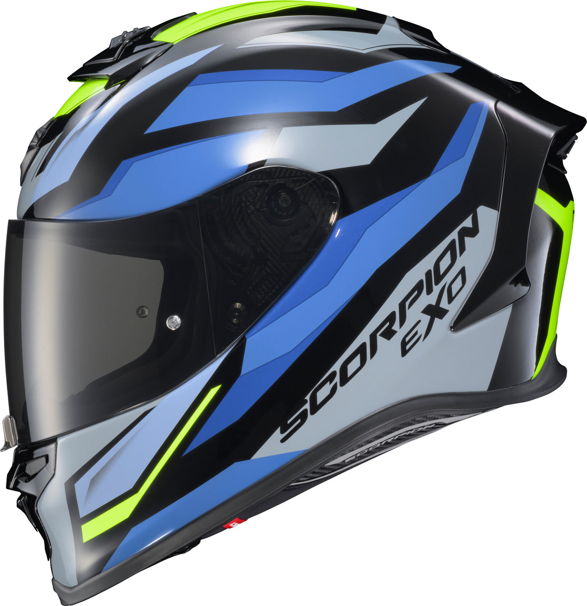 Scorpion EXO EXO-R1 Air Full Face Helmet Raven Black/Blue/HI VIZ 2X R1-2307
