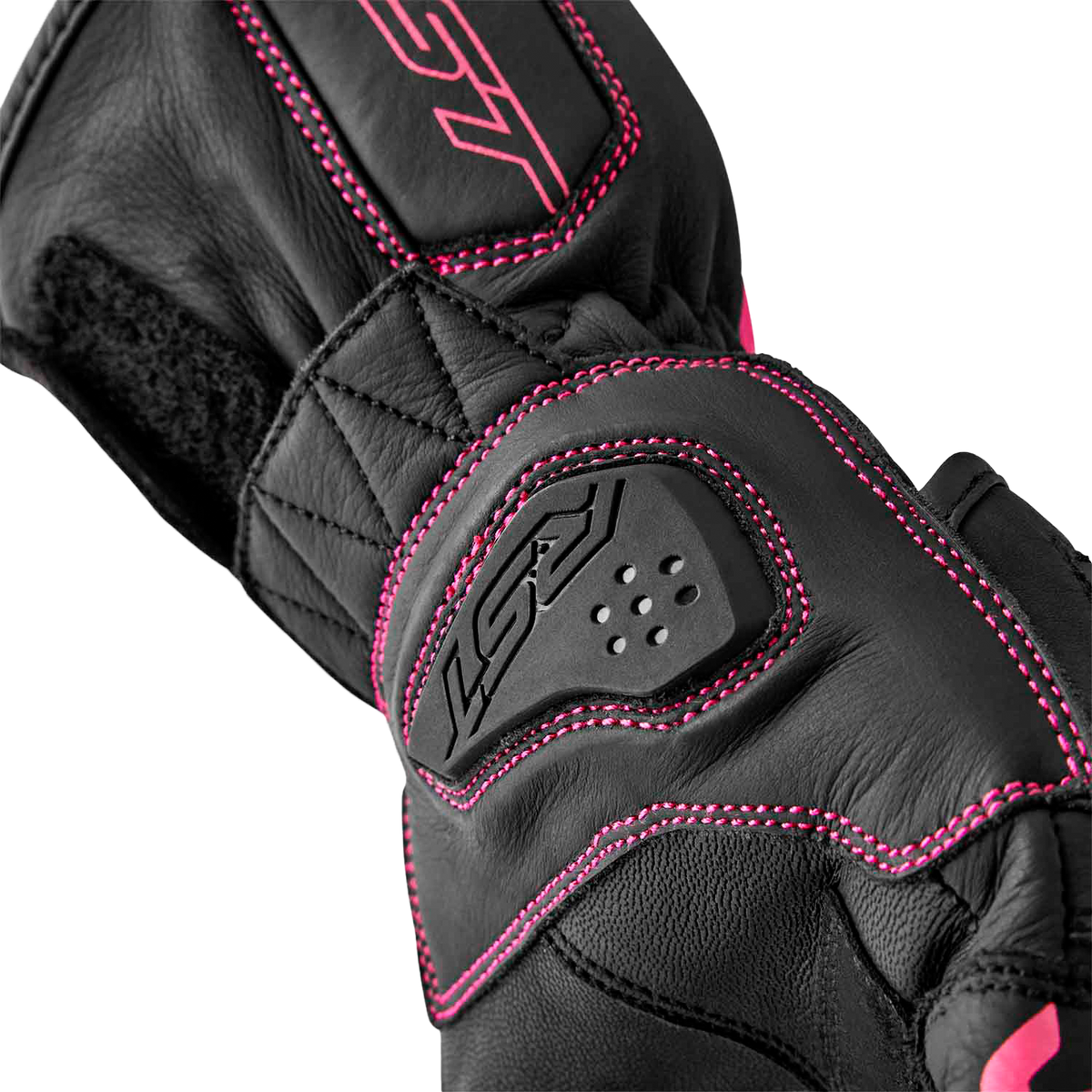 RST Womens S1 Glove Black/Pink Leather LG 103653PNK-08