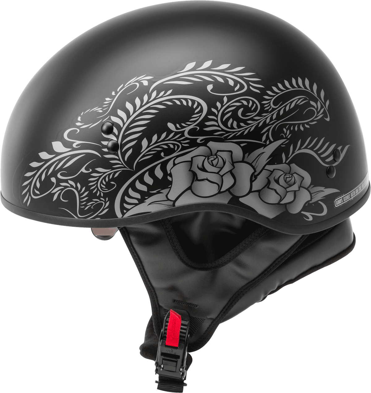 GMAX HH-65 Half Helmet Rose Naked Matte Black/silver SM H1657074