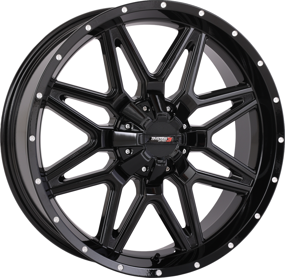 System 3 ST7 Wheel 20X7 4+3 (+10MM) 4/137 & 4/156 Gloss Black 20S3-7135