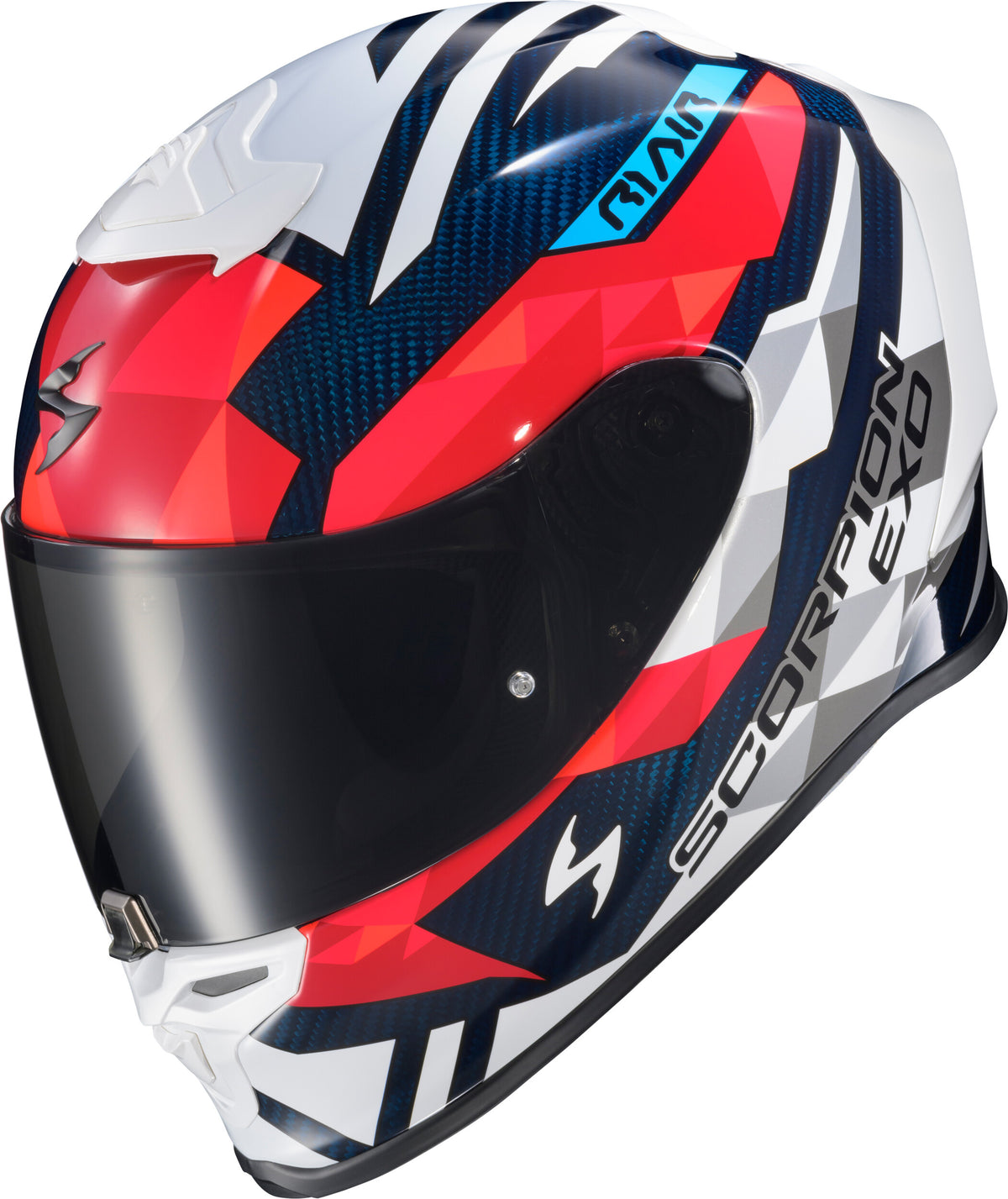 Scorpion EXO EXO-R1 Air Full Face Helmet Carbon Rastor Red/WHT/Blue SM R1C-2203