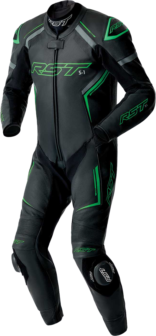 RST S1 D3O Suit BLK/GRY/FLO GRN Leather SM 103604F.GRN-40