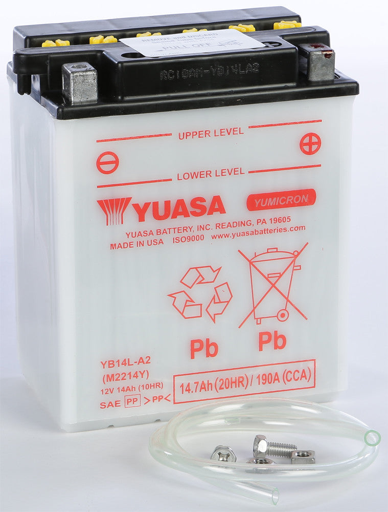 Yuasa 6V and 12V Standard Yumicron Battery Battery YB14L-A2 Conventional YUAM2214YIND for Arctic Cat / Honda & More