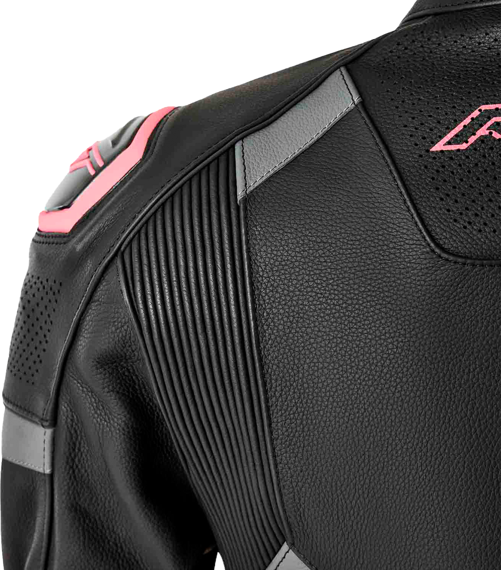 RST Womens S1 D3O Leather Jacket BLK/FLO Pink MD 103626PNK-12