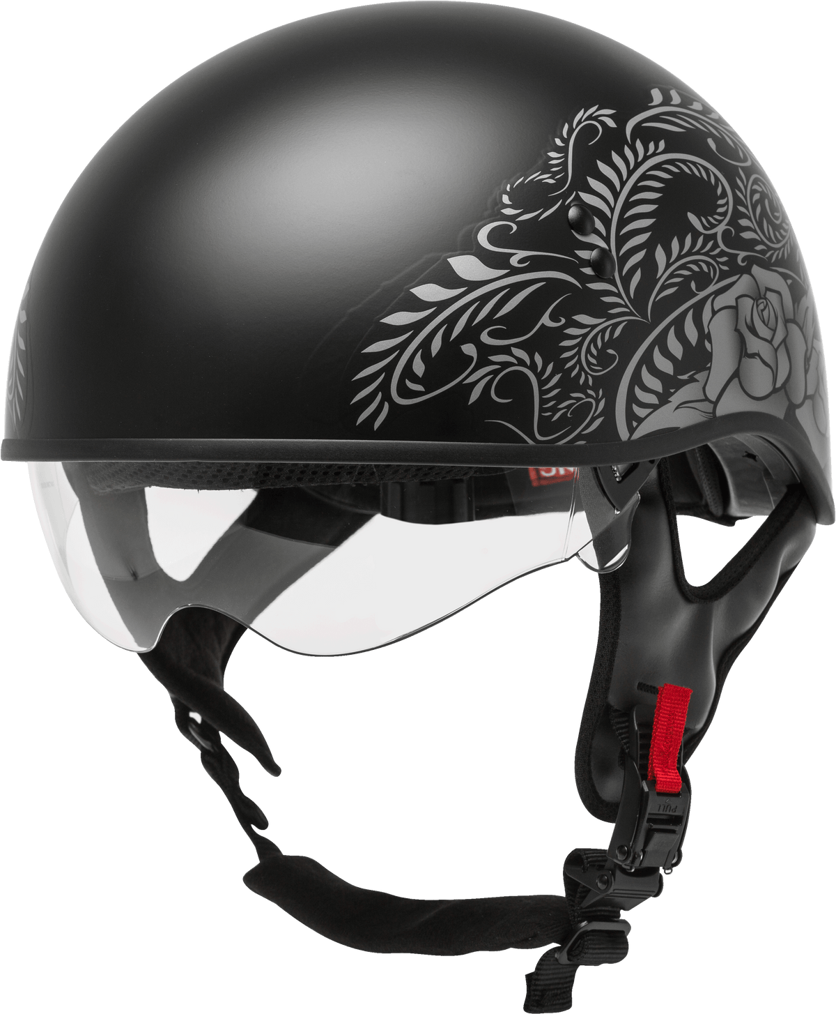 GMAX HH-65 Half Helmet Rose Naked Matte Black/silver SM H1657074