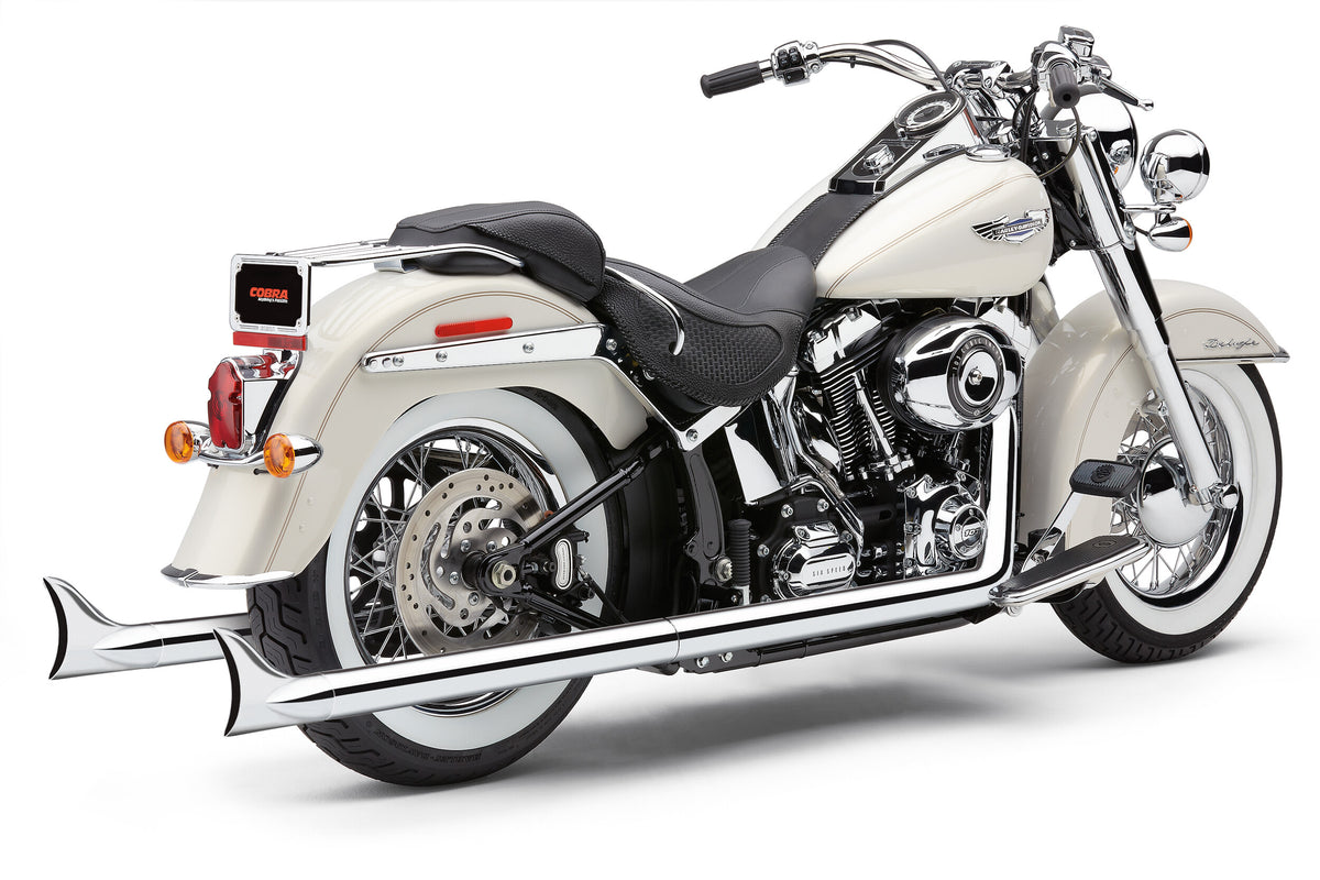 Cobra BAD Hombre True Dual Fishtails Chrome Softail 12-17 6989 for Harley-Davidson FLS Softail Slim / FLSS Softail Slim S & More